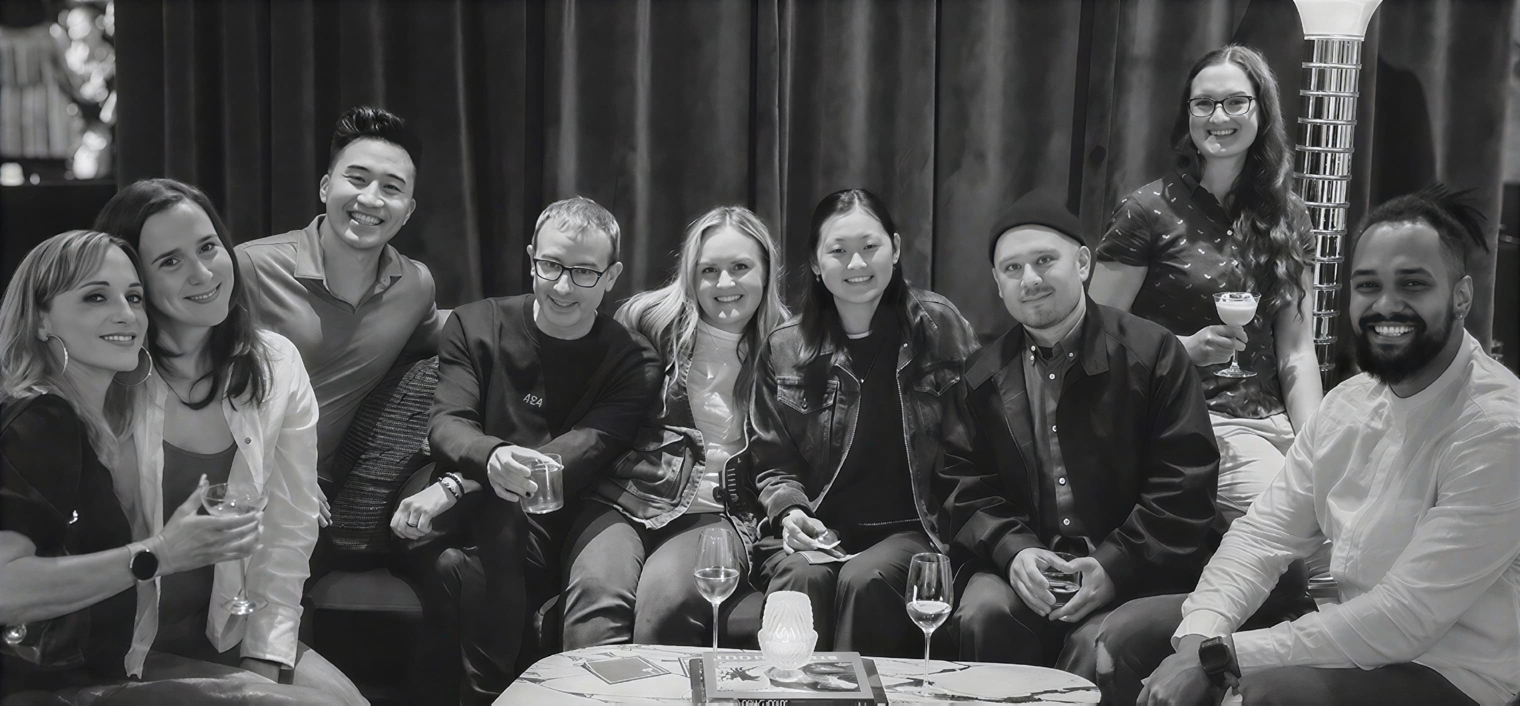 Grammarly coworkers together at a social event.